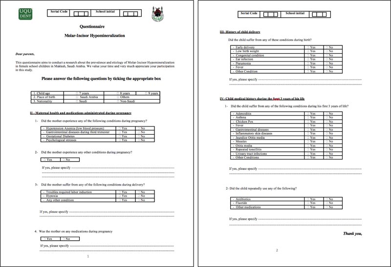 The Prevalence and Etiology of Molar-Incisor Hypomineralization among Female School Children